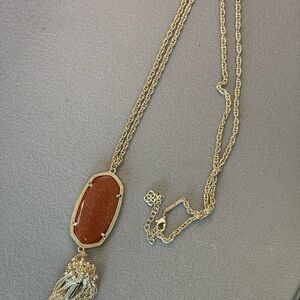 Kendra Scott Rayne Necklace Goldstone Pendant with Tassel